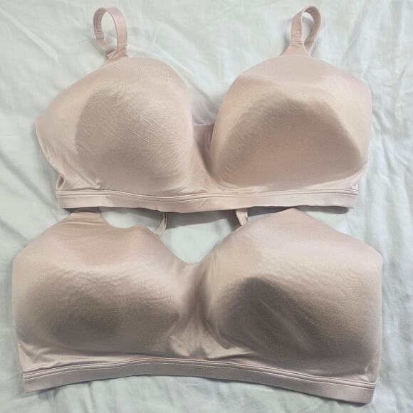 Catherines Intimates Bra Lot/2 Wire-Free Comfort Back Smoothing 52DDD Beige Nude - Picture 1 of 6